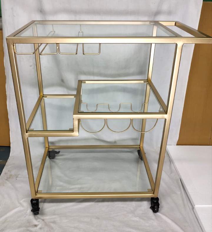 PC Home Decor | Glass Top Bar Trolley, Gold