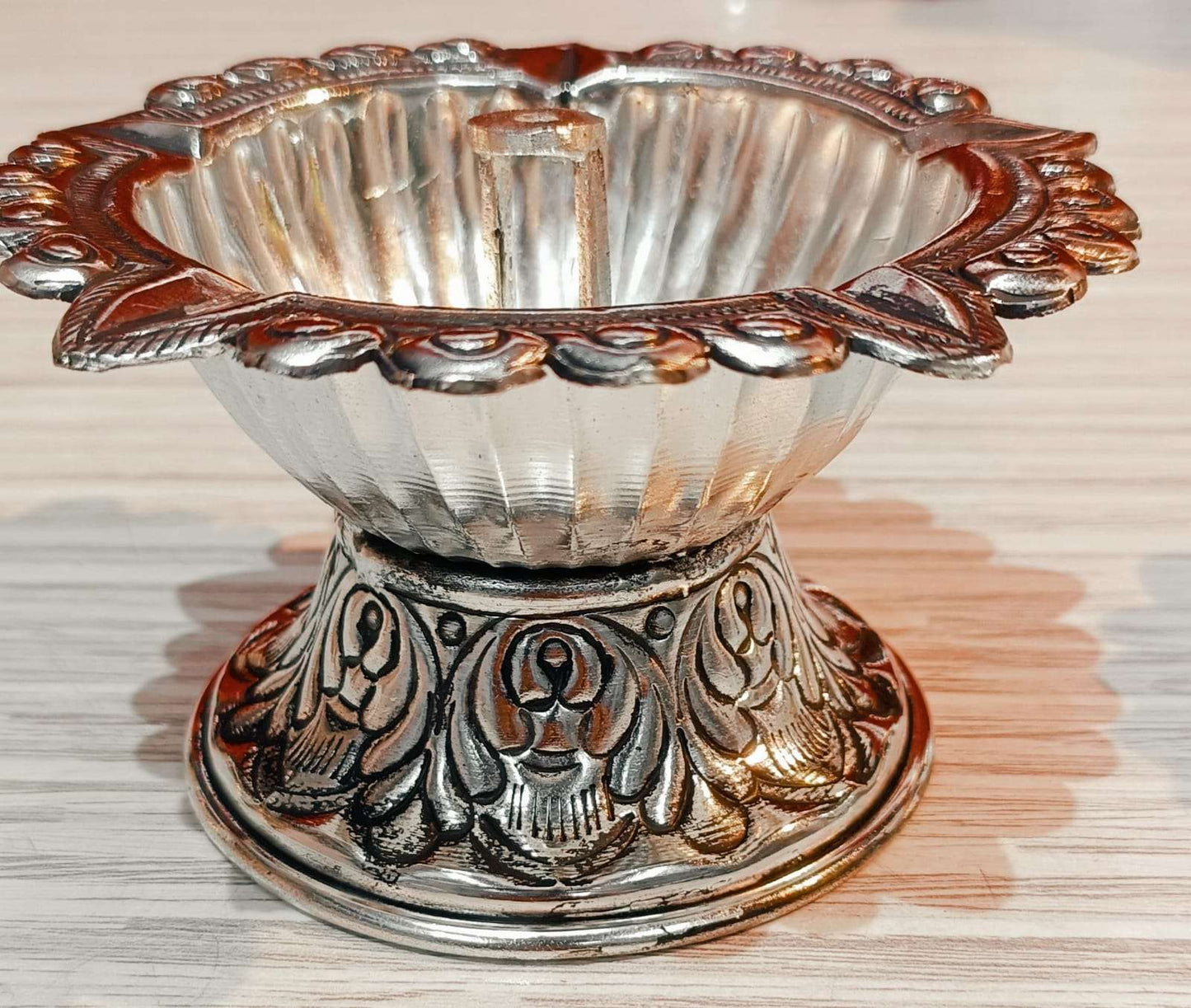 German silver antique big size nakkashi diya pair