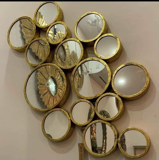 PC Home Decor | Thick Gold Foiled Pebble Mirror Wall Art, Gold