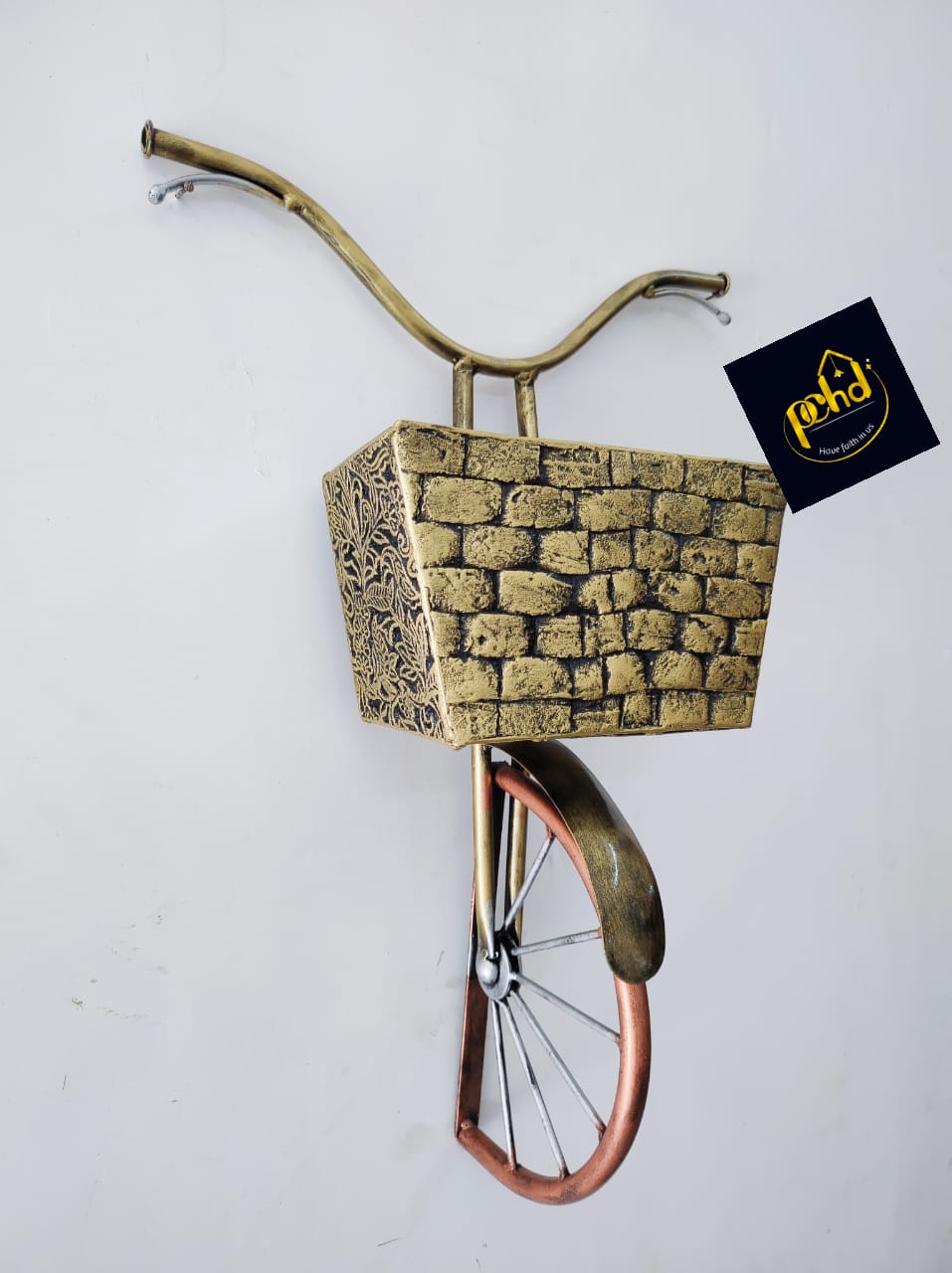 Hanging Cycle Basket, Bronze and Yellow | Stylish Wall Hanging