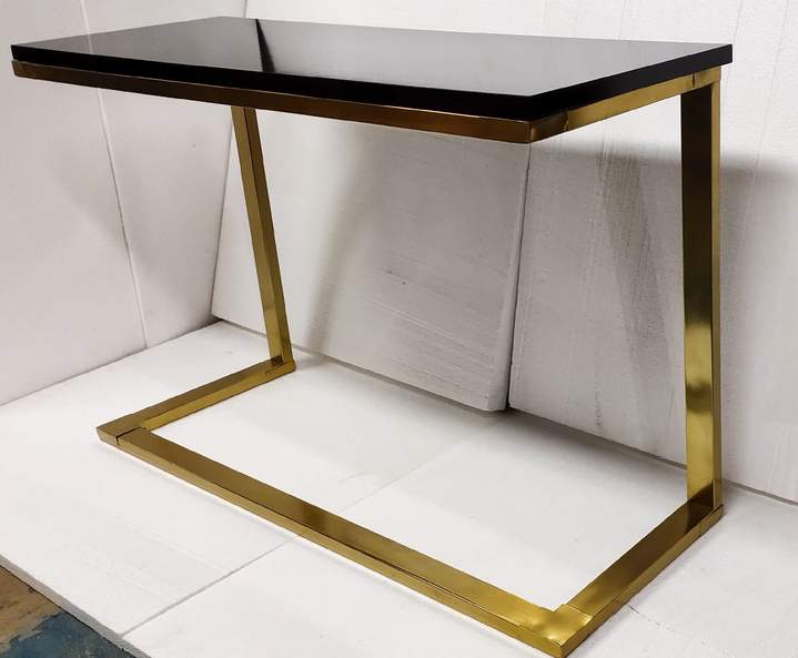 PC Home Decor | Wooden Top Console Table with Glass Top, Gold
