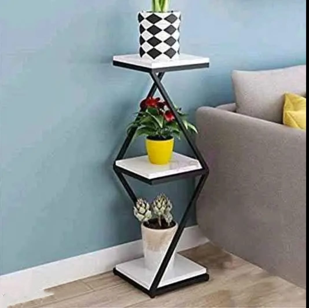 3 Tire Corner Planter Stand With White Marble Top