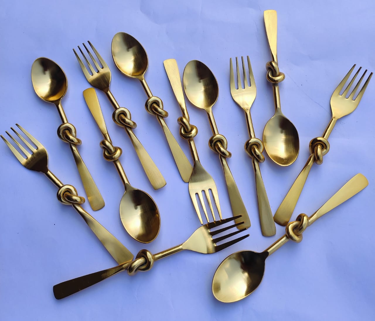 Now Serve Your Dine Classy Way With Knot Gold Spoons Combo set of 18 p ...