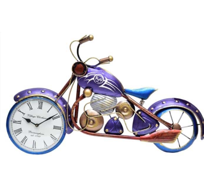 PC Home Decor | Metal Bike Wall Clock , Red