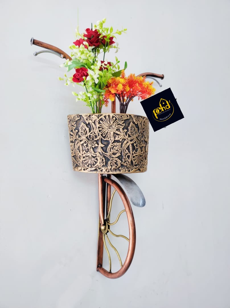 Hanging Cycle Basket, Bronze and Yellow | Stylish Wall Hanging