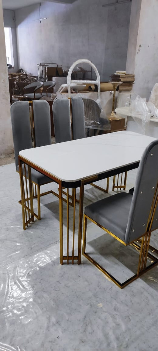 White marble top Dining Table with Chairs