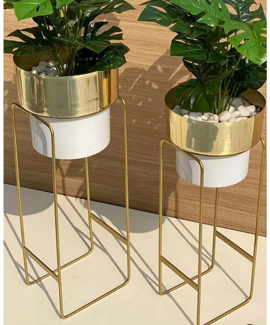 Planters For Indoor-Outdoor Plants & Modern Metal Floor Tall Plant Stand for Garden, Balcony