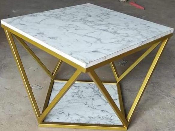 PC Home Decor | Diamond Centre Table, White and Gold