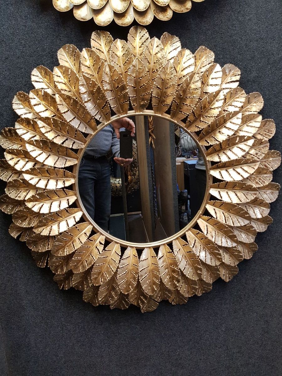 PC Home Decor | Gold Leaf Petal Art Mirror, Gold