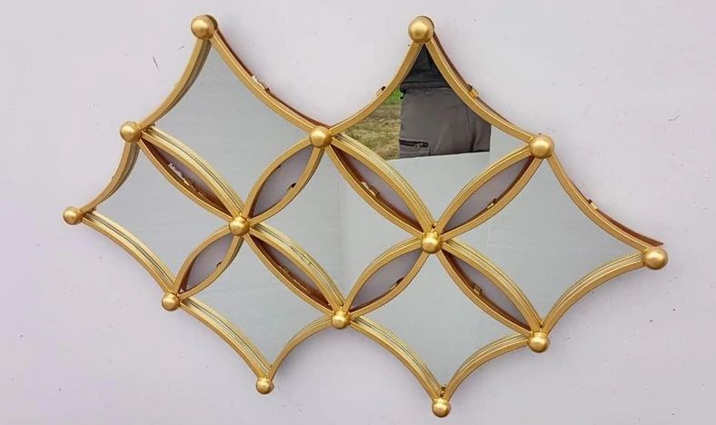 PC Home Decor | Connected Diamonds Mirror Wall Decor, Gold
