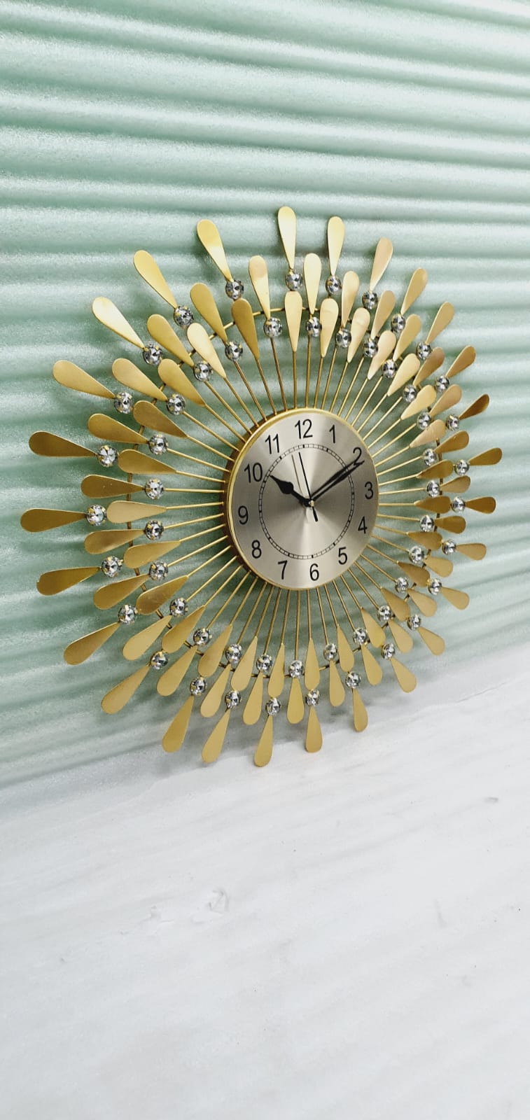 Metal Crystal Wall Clock, Gold