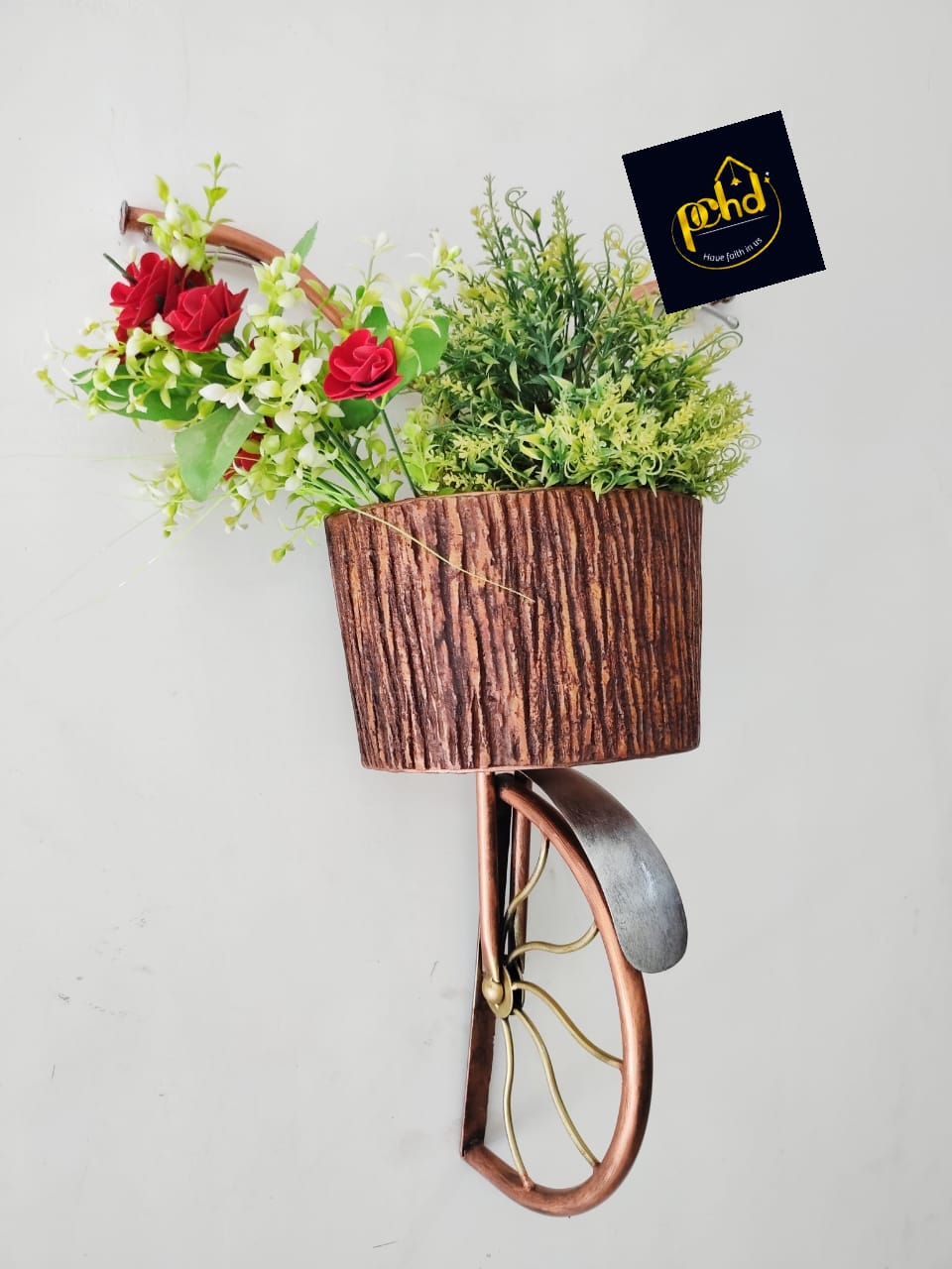 Hanging Cycle Basket, Bronze and Yellow | Stylish Wall Hanging