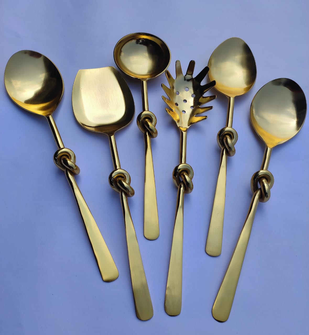 Gold Knot Serving Spoon Set of 6pcs With Gift Box