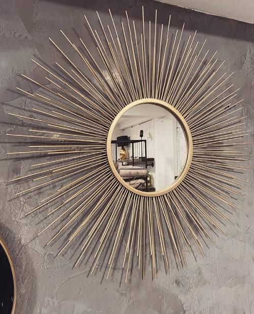 PC Home Decor | Sunburst Circular Mirror Wall Decor, Gold