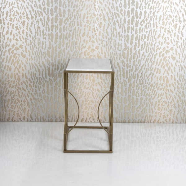 PC Home Decor | Rectangle Side Table with Marble Top, White and Gold ...