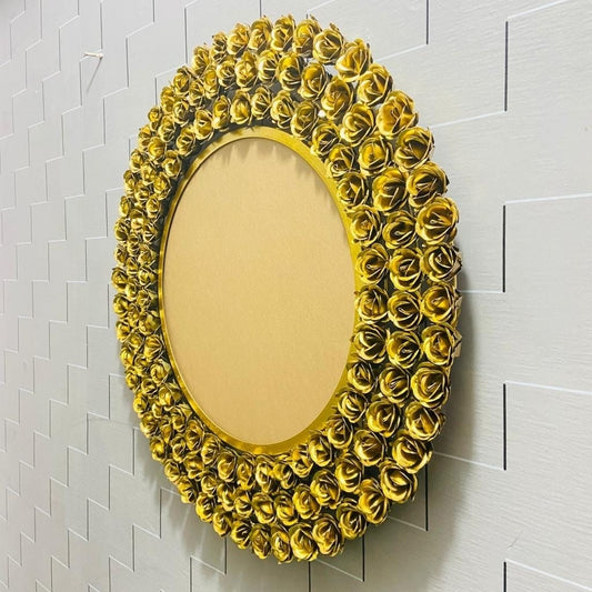 PC Home D??cor | All Gold Rose Design Circular Mirror Wall Art, Gold