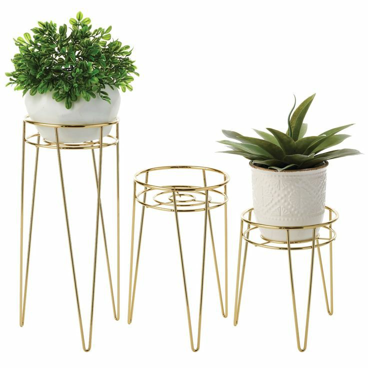 PC Home Decor | Set of 3 Metal Multipurpose Stand, Gold and Black