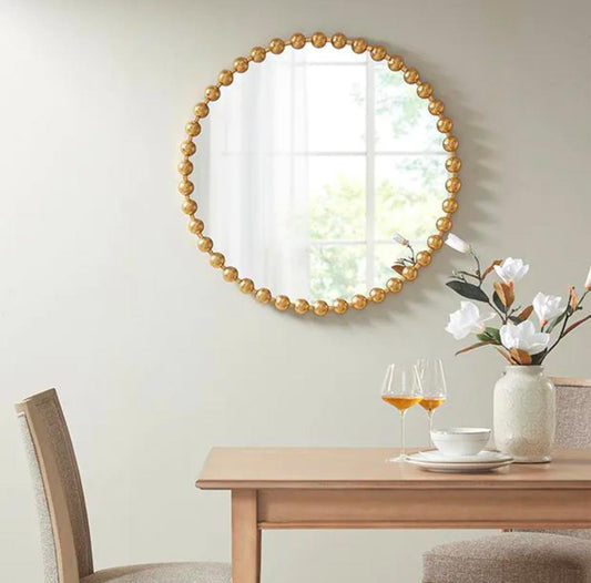 Dotted Golden Wall Mirror