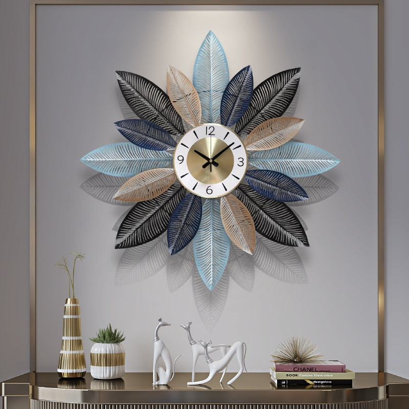 PC Home Decor | Flower Wall Clock, Blue & Grey