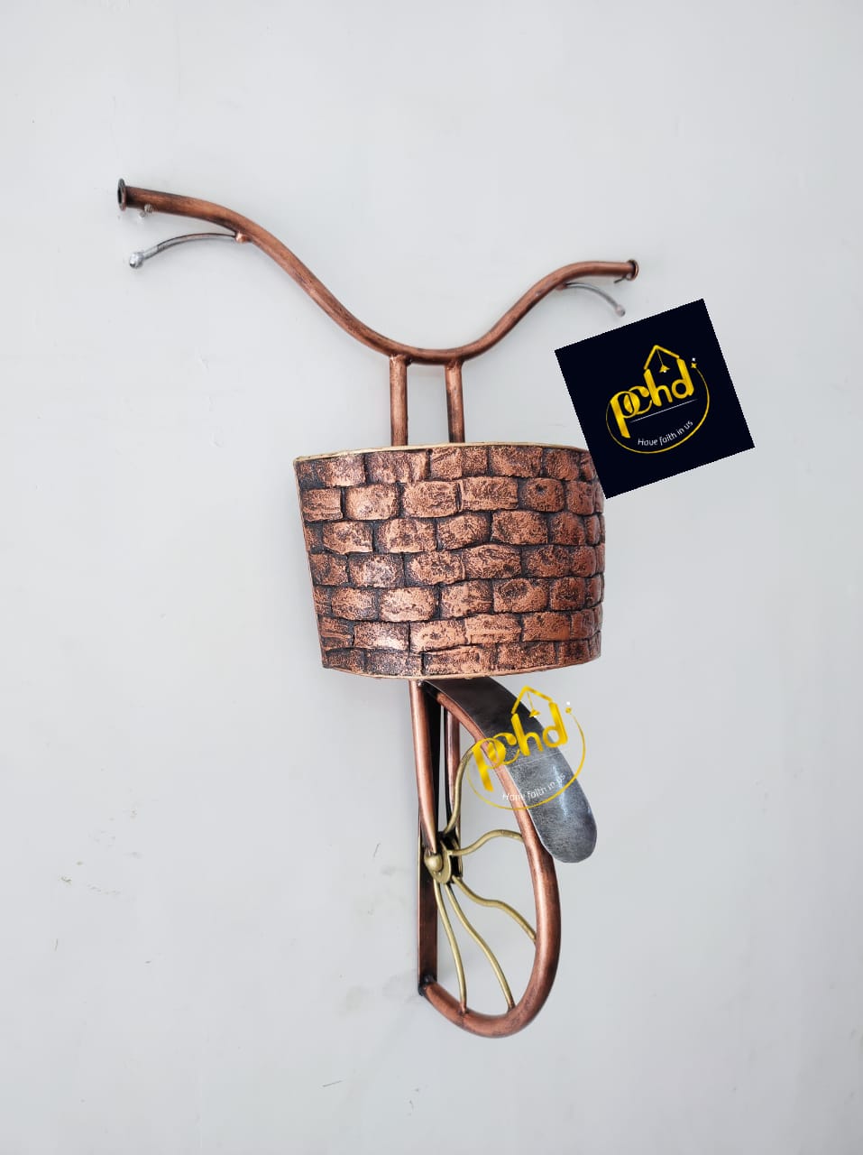 Hanging Cycle Basket, Bronze and Yellow | Stylish Wall Hanging