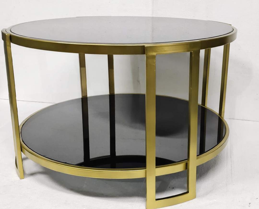PC Home Decor | Iron Center Table with Glass Top, Bold and Black