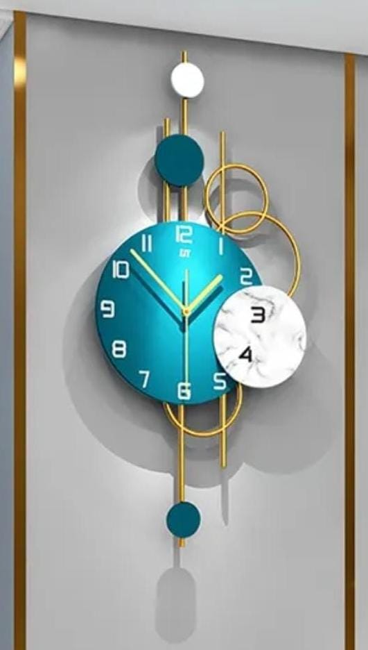 PC Home Decor | Overlapping Circles Wall  Clock , Cyan & White