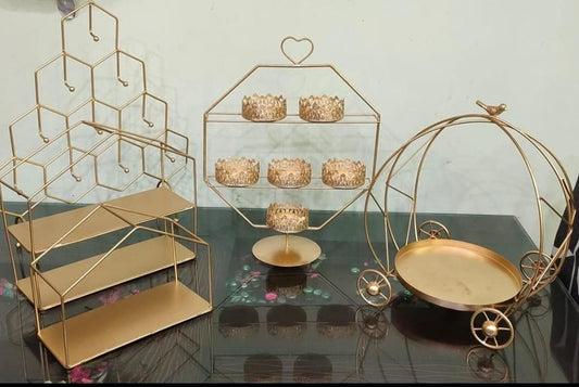 PC Home Decor | 5 Piece Cup Cake Stands, Gold