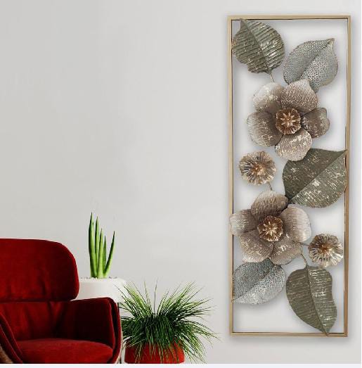 Contemporary Style Floral Metal Panel Wall Art Decor