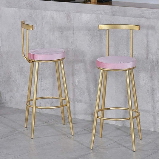 PC Home Decor | Set of 2 Iron Bar Stool Chairs Set, Gold and Pink