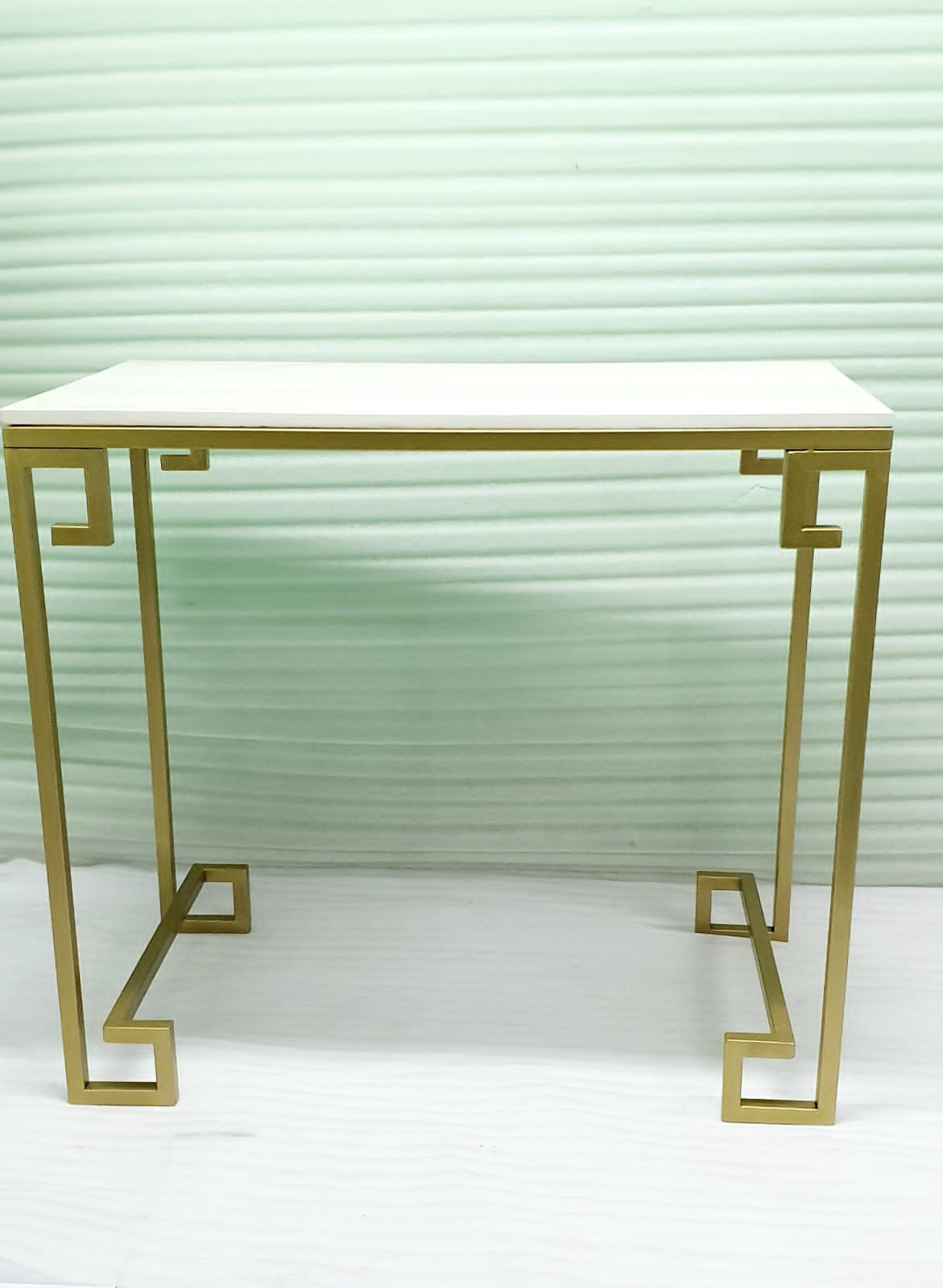 PC Home Decor | Console Table with Marble Top, Gold & White