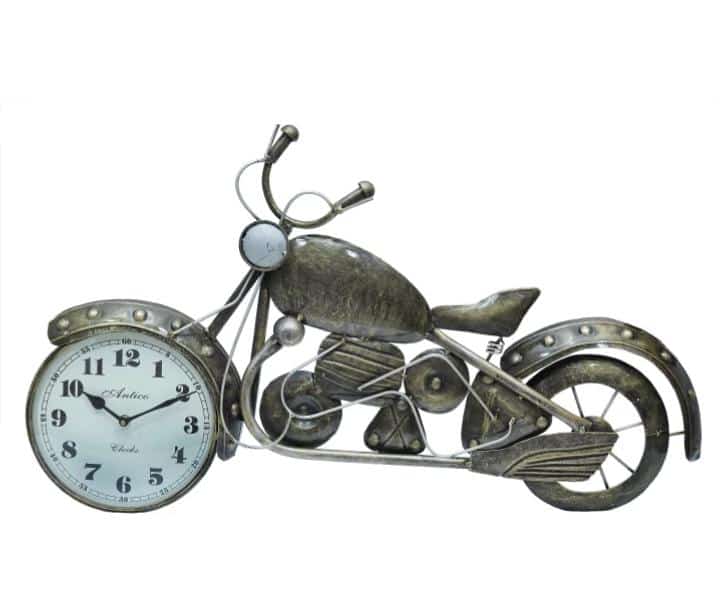 PC Home Decor | Metal Table silver Bike Clock,