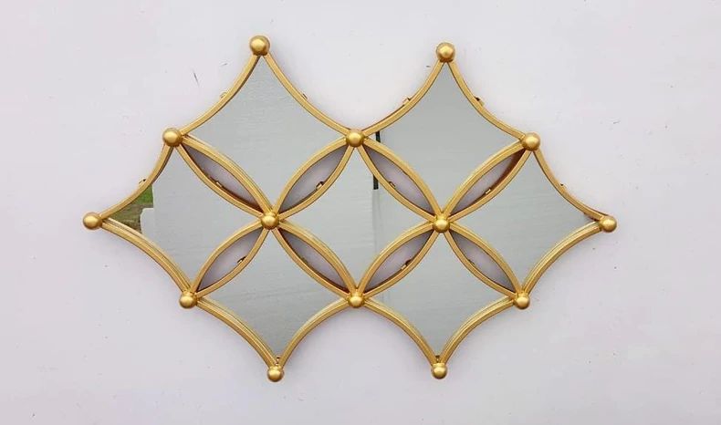 PC Home Decor | Connected Diamonds Mirror Wall Decor, Gold