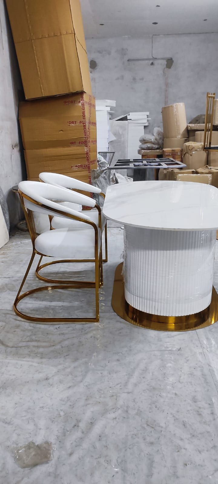 White Dining Table with 4 Chairs