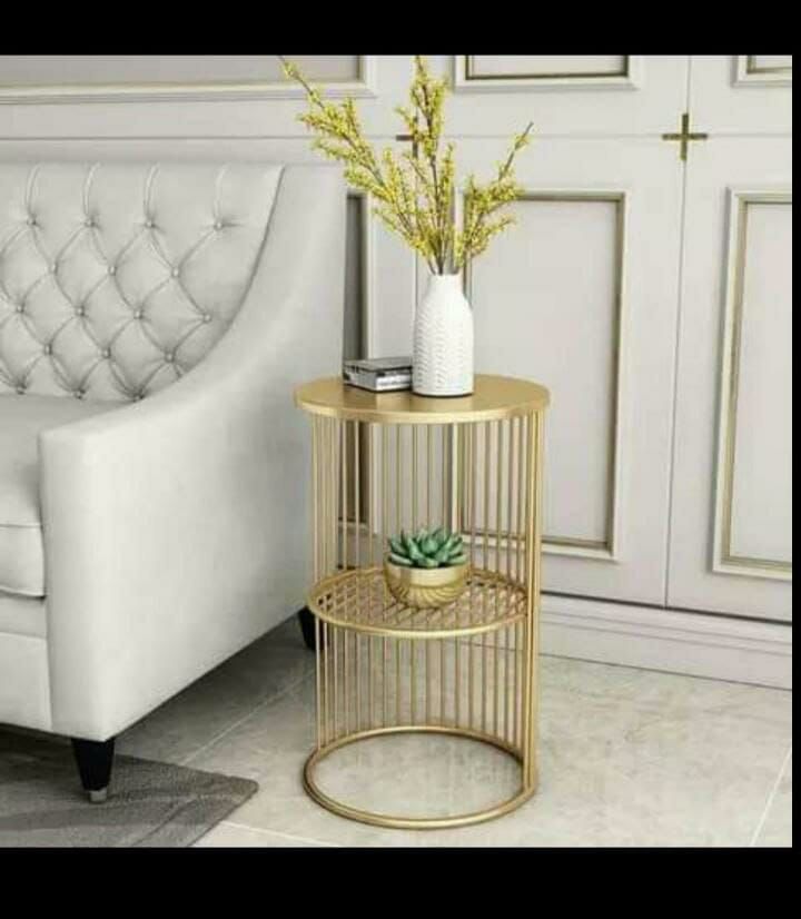 PC Home Decor | Medium Metal Golden Side Table, Gold