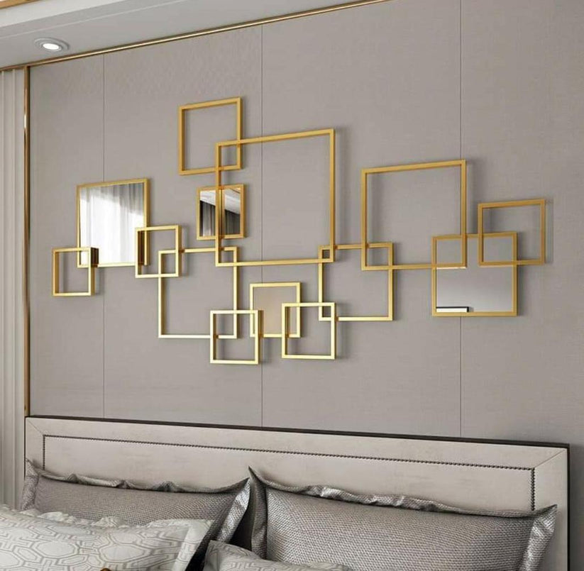 PC Home Decor | Rectangle Chain Mirror Wall Decor, Gold – PC HOME DECOR