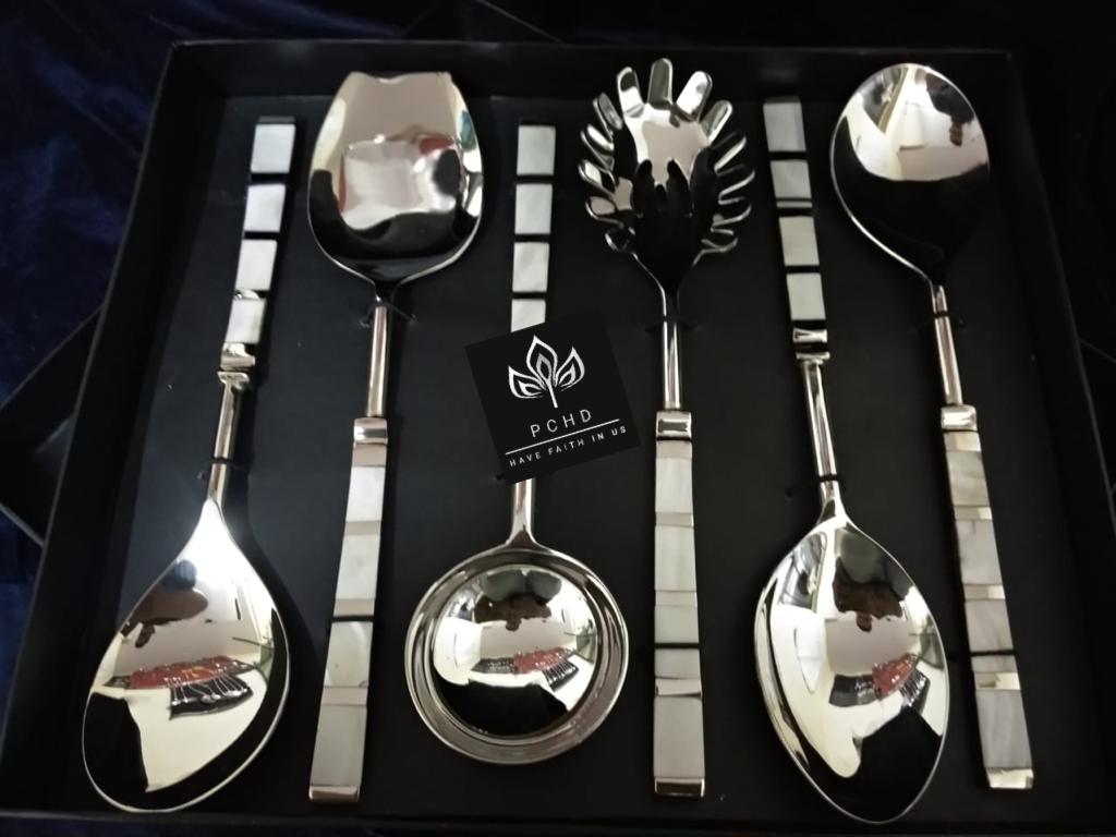 Stainless Steel Serving Spoon With MOP Handle Set