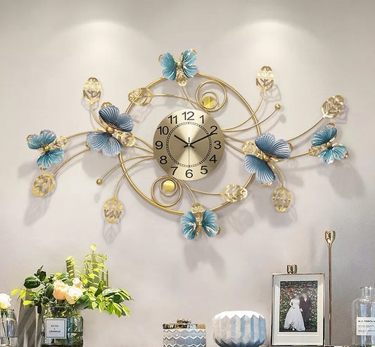 Butterfly Metal Wall Clock Decor,Big