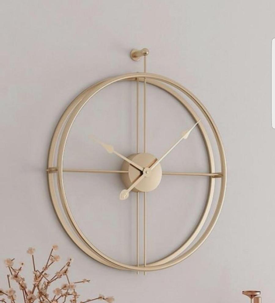 PC Home Decor | Minimal Hollow Double Pipe Clock, Gold