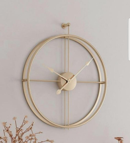 PC Home Decor | Minimal Hollow Double Pipe Clock, Gold