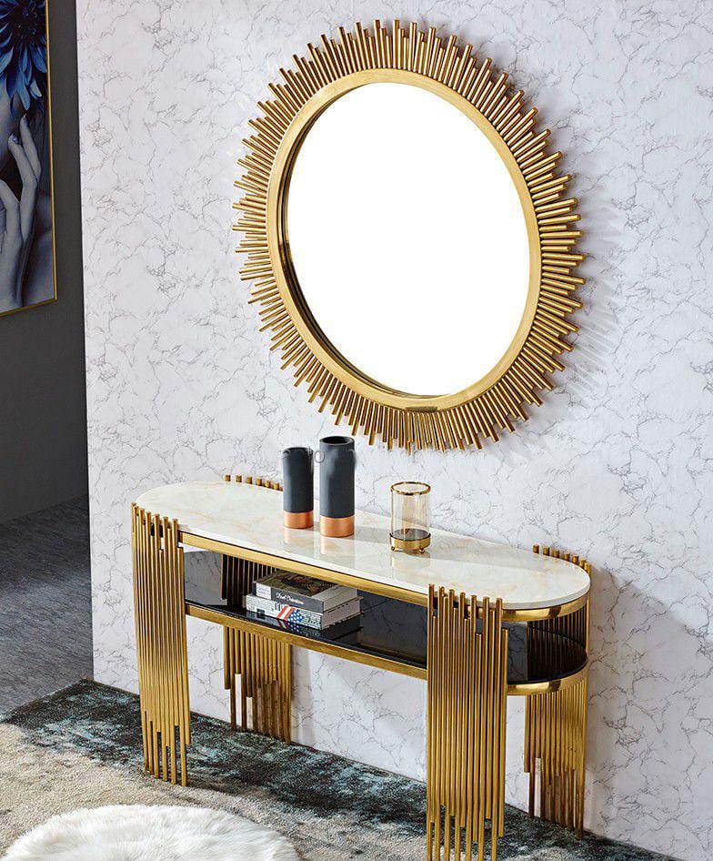PC Home Decor | Narrow Oval Console Table, Gold