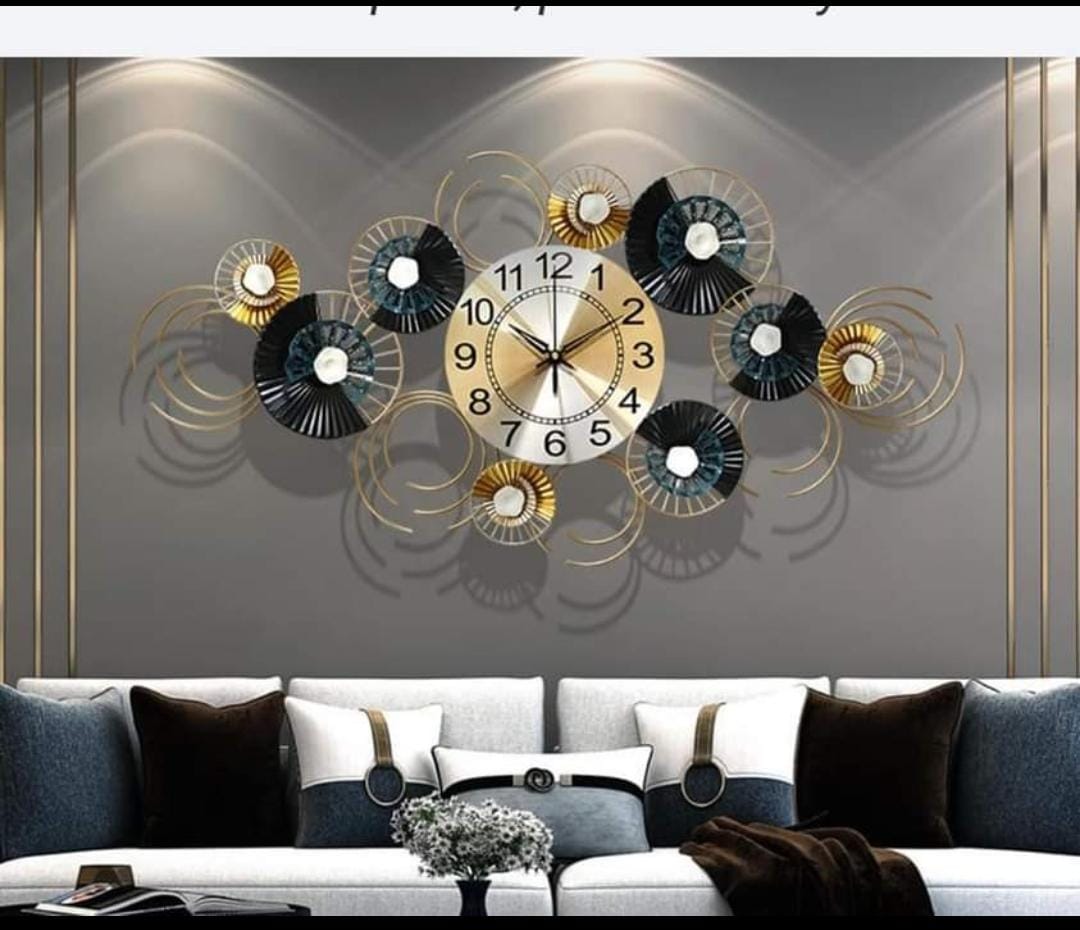 PC Home Decor | Sunflowers Wall Art with Clock, Gold and Black