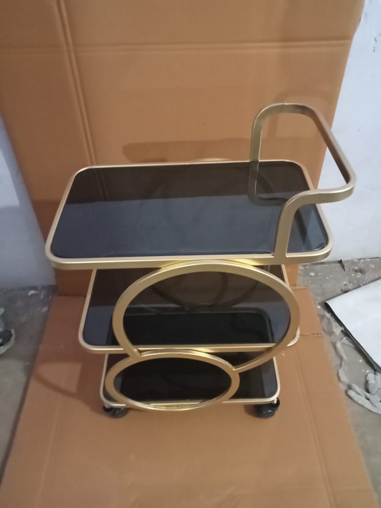 Serving Bar Trolly , Black and Gold