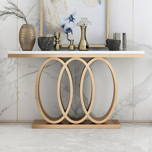 PC Home Decor | Oval Stand Console Table, Rose Gold