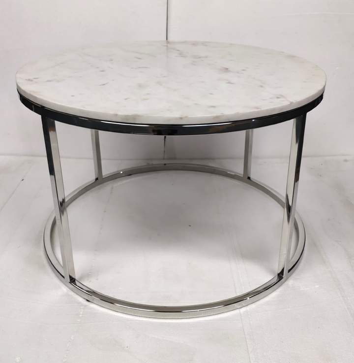Stainless Steel Coffee Table, White & Steel