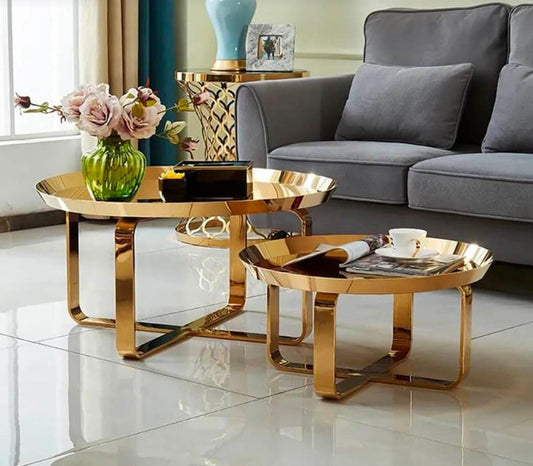 Round Centre Table With PVD Coated ( Set Of 2)
