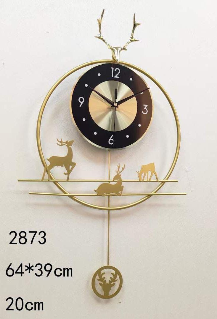 PC Home Decor | Reindeer Metal Wall Clock , Gold