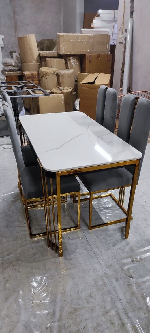 White marble top Dining Table with Chairs