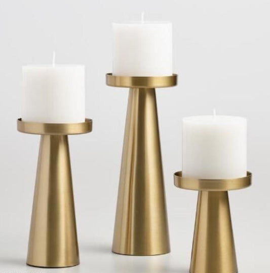 PC Home Decor | Set of 3 Metal Candle Holder Set, Gold