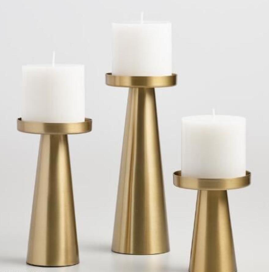 PC Home Decor | Set of 3 Iron Candle Stand, Gold