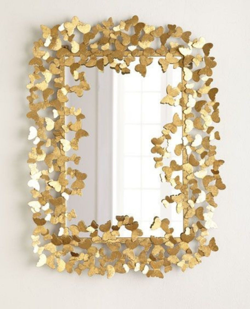 PC Home Decor | Small Butterfly Rectangle Wall Mirror, Gold